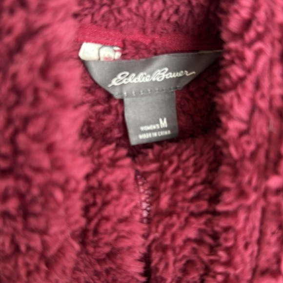 Eddie Bauer Cozy Burgundy Teddy Pullover - Picture 2 of 3